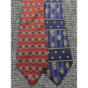 Tommy Hilfiger Ties Mens‎ Lot of 2 Silk Red Blue Crest Stars Made USA Italy